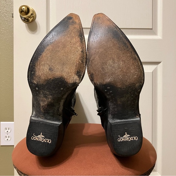 OLD GRINGO Boots STUDDED Embroidery BLACK Anthracite 19" - Sz 8.5 B Very Nice! - Picture 15 of 16